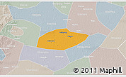 Political 3D Map of Feixiang, lighten, semi-desaturated
