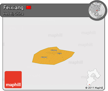 Political 3D Map of Feixiang, single color outside