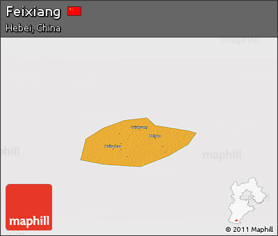 Political 3D Map of Feixiang, single color outside
