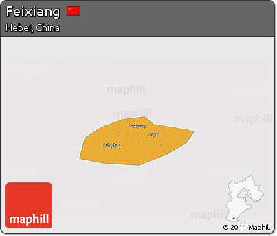 Political 3D Map of Feixiang, single color outside