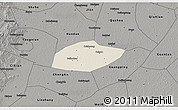 Shaded Relief 3D Map of Feixiang, darken, semi-desaturated
