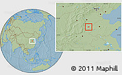 Savanna Style Location Map of Feixiang, hill shading