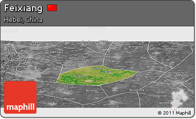 Satellite Panoramic Map of Feixiang, desaturated