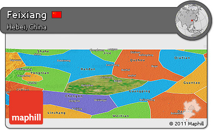 Satellite Panoramic Map of Feixiang, political outside
