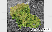 Satellite 3D Map of Fengning, desaturated