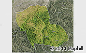 Satellite 3D Map of Fengning, semi-desaturated