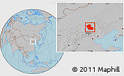 Gray Location Map of Fengning, hill shading