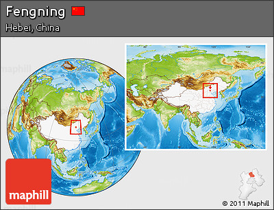 Physical Location Map of Fengning, highlighted country, within the entire country