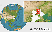 Satellite Location Map of Fengning, highlighted parent region
