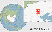 Savanna Style Location Map of Fengning, highlighted country, hill shading
