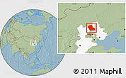 Savanna Style Location Map of Fengning, highlighted parent region, hill shading