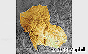 Physical Map of Fengning, darken, desaturated
