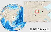 Shaded Relief Location Map of Handan Shi