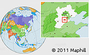 Political Location Map of Hejian, highlighted parent region