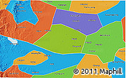 Physical 3D Map of Linzhang, political outside