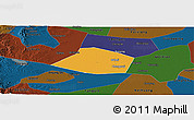 Political Panoramic Map of Linzhang, darken