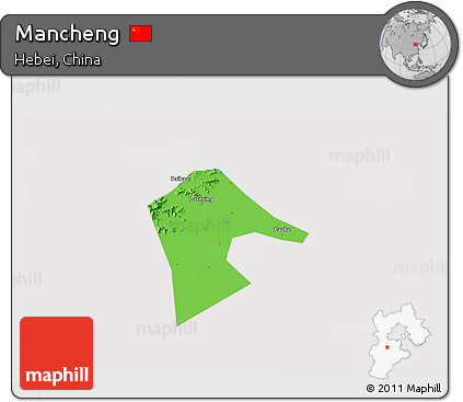 Political 3D Map of Mancheng, cropped outside