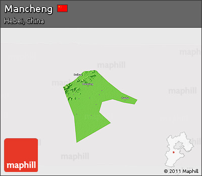 Political 3D Map of Mancheng, cropped outside