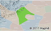 Political 3D Map of Mancheng, lighten, semi-desaturated