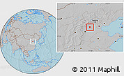 Gray Location Map of Mancheng, hill shading