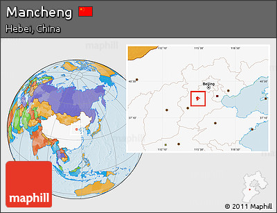 Political Location Map of Mancheng, highlighted country