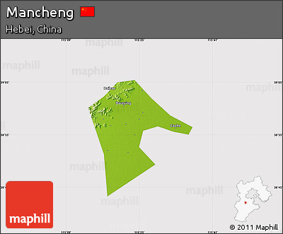Physical Map of Mancheng, cropped outside