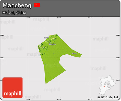 Physical Map of Mancheng, cropped outside