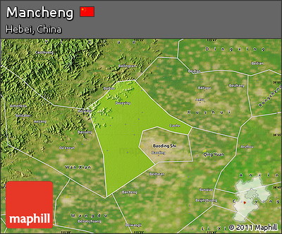 Physical Map of Mancheng, satellite outside