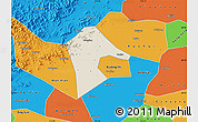 Shaded Relief Map of Mancheng, political outside