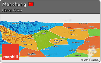Physical Panoramic Map of Mancheng, political outside