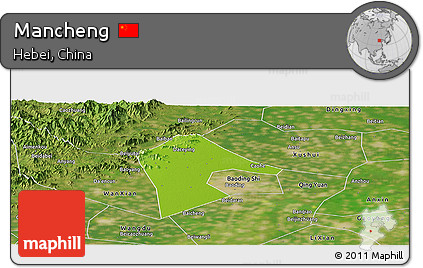 Physical Panoramic Map of Mancheng, satellite outside