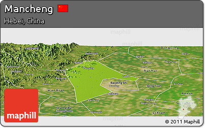 Physical Panoramic Map of Mancheng, satellite outside