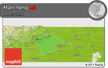 Political Panoramic Map of Mancheng, physical outside