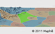 Political Panoramic Map of Mancheng, semi-desaturated