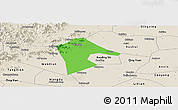 Political Panoramic Map of Mancheng, shaded relief outside