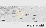 Shaded Relief Panoramic Map of Mancheng, desaturated