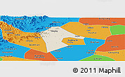 Shaded Relief Panoramic Map of Mancheng, political outside