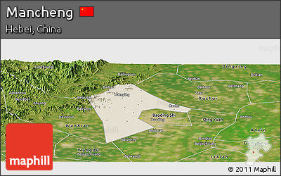 Shaded Relief Panoramic Map of Mancheng, satellite outside