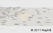 Shaded Relief Panoramic Map of Mancheng, semi-desaturated