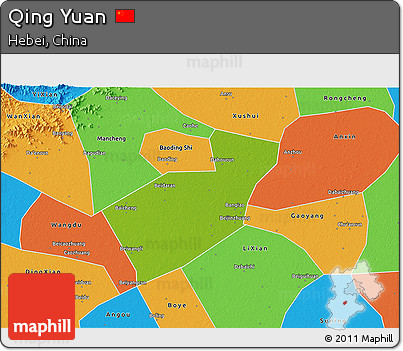 Physical 3D Map of Qing Yuan, political outside