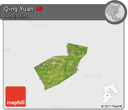 Satellite 3D Map of Qing Yuan, single color outside