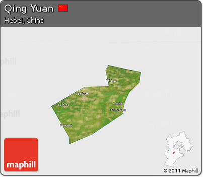 Satellite 3D Map of Qing Yuan, single color outside
