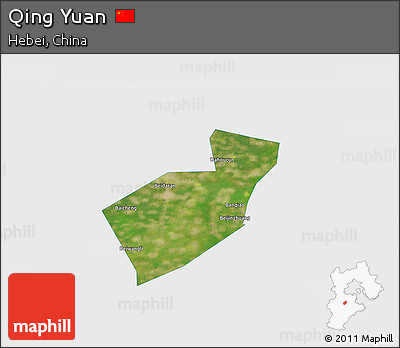 Satellite 3D Map of Qing Yuan, single color outside