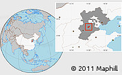 Gray Location Map of Qing Yuan, highlighted country, highlighted parent region