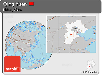 Gray Location Map of Qing Yuan, highlighted parent region