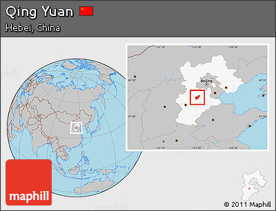 Gray Location Map of Qing Yuan, highlighted parent region