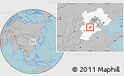 Gray Location Map of Qing Yuan, highlighted parent region, hill shading