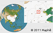Satellite Location Map of Qing Yuan, highlighted country
