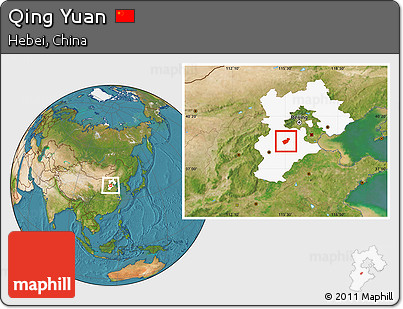Satellite Location Map of Qing Yuan, highlighted parent region