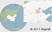 Savanna Style Location Map of Qing Yuan, highlighted country, hill shading